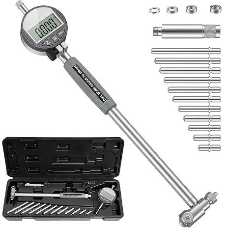 HDLNKAK Digital Dial Indicator Bore Gauges (2"-6"/0.0005"), Engine Cylinder Measurement with Carbide anvils, with LCD Digital Dial Indicator - Grey