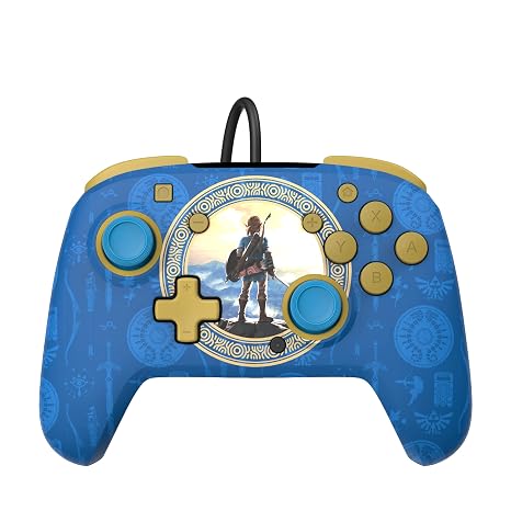 PDP REMATCH Enhanced Wired Nintendo Switch Pro Controller, Switch Lite/OLED Compatible (Legend of Zelda - Hyrule Blue)