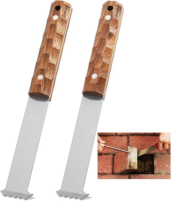 Upgraded Paver Removal Tool, Sapele Wood Handle & Dual-Height Joint Scraper | Heavy-Duty Heat-Treated,Rust-Resistan Steel Paver Lifter & Puller,Brick Block Driveway Garden Yard Patio Paver Extractor Tool