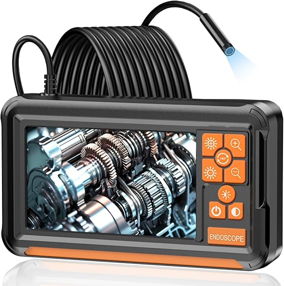 Endoscope Camera with Light, 4.3'' IPS Screen 1920P HD Borescope Inspection Camera with Upgraded Smart Chip 7.9mm IP67 Plumbing Tools for Automotive, Plumbing, HVAC, 6.6FT Semi-Rigid Snake