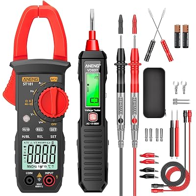 ST181 Clamp Meter with VD807 Non Contact Voltage Tester Measures AC Current, ACDC Voltage,Capacitance, Resistance, Diodes, Continuity Frequency Backlight Electrican Tools,Pocket-Sized Pen Test