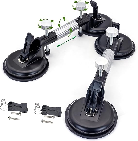 2Pcs Adjustable Seam Setter Worktop Suction Cup Glass Suckers Lifter Clamps 6Inch for Stone Tile Marble Quartz Slab Showerboards Puller Joining and Leveling Installation Tool