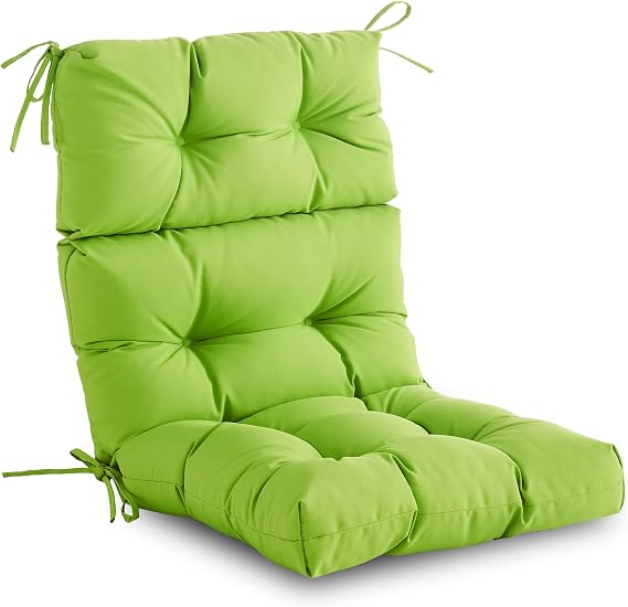 Outdoor/Indoor High Back Chair Cushion - Waterproof All-Weather Stuffed High Rebound Foam Adirondack Seat/Back for Outdoor Furniture - Lime Green