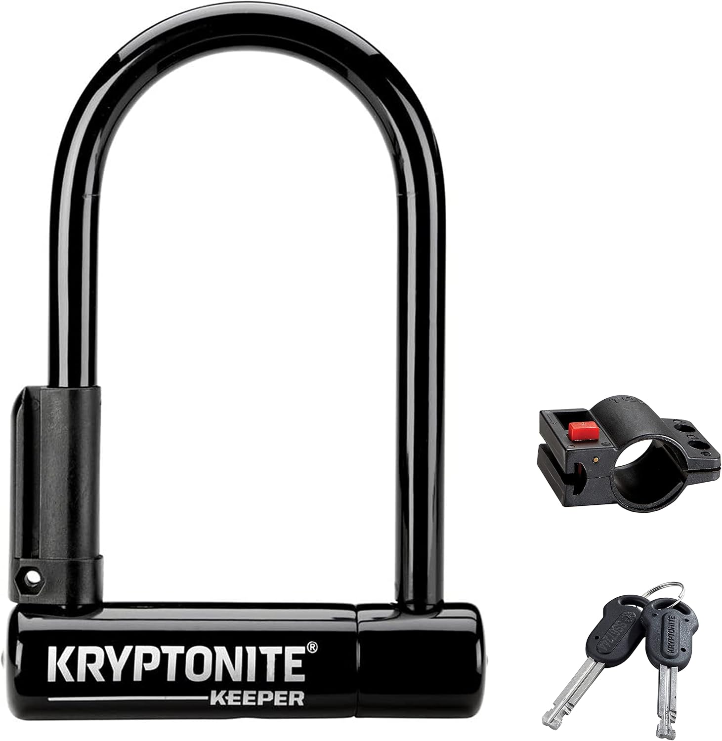 Kryptonite Keeper Mini-6 Bike U-Lock, Heavy Duty Anti-Theft Bicycle U Lock Sold Secure Silver, 12mm Shackle with Mounting Bracket and Keys for Bike, Motorcycle, Scooter, Bicycle, Door, Gate, Fence