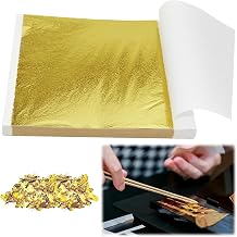 50Pcs Gold Leaf Sheets 9x9cm,Gold Foil Transfer Sheets for Cake Chocolates Decorating Gilding Bakery Pastry Cooking Spa DIY Art Craft Work Beauty Routine