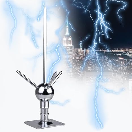 Lightning Rod Kit，Lightning Rods for Home, House Roof Kit, Detachable Protection Equipment System Roofs Schools Villas Factories Hospitals Towers Farms (Size : Height 60cm), OneColor(Height 60cm)