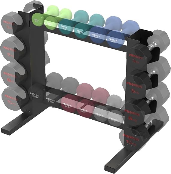 PROIRON 2-4 Tier Compact Dumbbell Weight Rack, Safety Base, One-Piece Steel