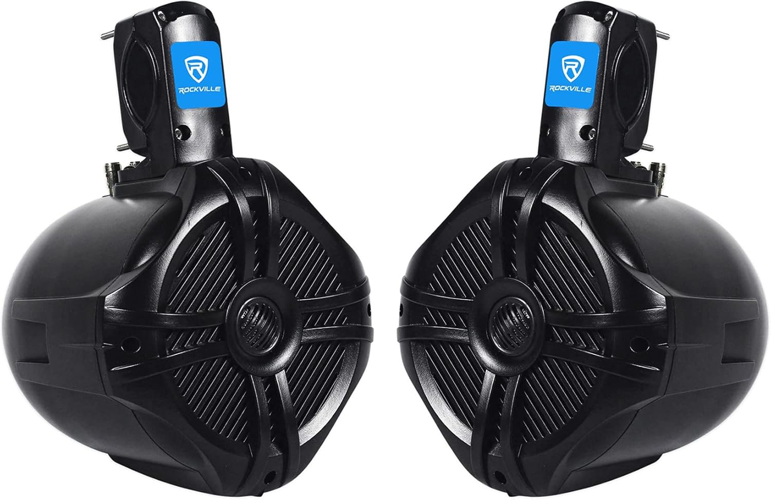 Rockville RWB65B 500W 6.5 2-Way Marine Wakeboard Tower Speakers, 4 Ohm, Waterproof, Durable Mounting, High-Fidelity Sound, for Boats, Jeeps, ATVs, 2-Piece