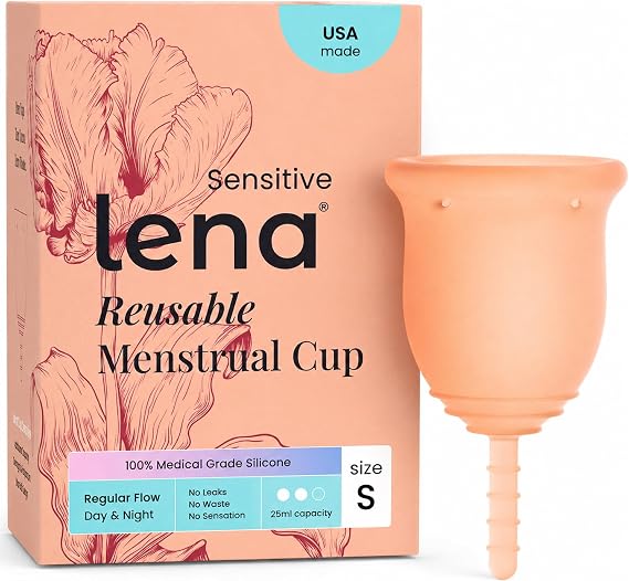Lena Sensitive Menstrual Cup - Ultra-Soft Reusable Period Cup, Small, Coral