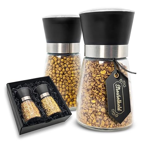 Streuselheld Salt and Pepper Mill with Gold Spices