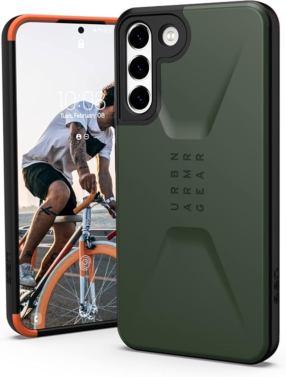 URBAN ARMOR GEAR UAG Designed for Samsung Galaxy S22 Plus Case Green Olive Sleek Ultra-Thin Shock-Absorbent Civilian Protective Cover, [6.6 inch Screen]
