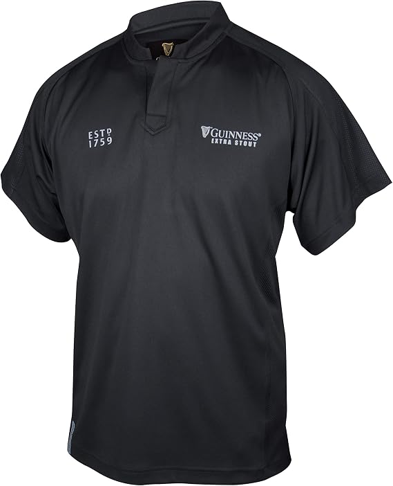 GUINNESS Black Embossed Print Rugby Jersey,Black,Small