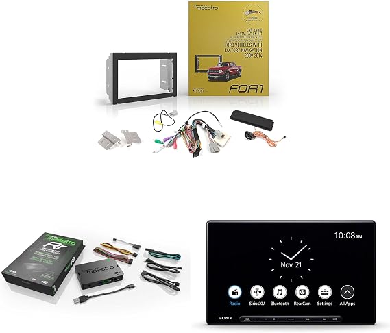 SONY XAV-AX8500 10.1 Digital Multimedia Receiver with CarPlay and Android Auto, Maestro FOR1 Dash Kit & T-Harness and ADS-MRR Maestro Universal Radio Replacement and Steering Interface Compatible