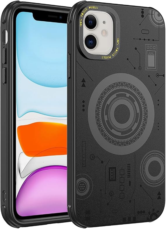 Coverzone Apple iPhone 12 Uyumlu Kılıf Wireless Şarj Özellikli Desenli Hot Kapak Mıknatıslı Ve Kamera Çerçevesi Yükseltilmiş Kamera Koruma Sert Plastik Z-27333 (Siyah)