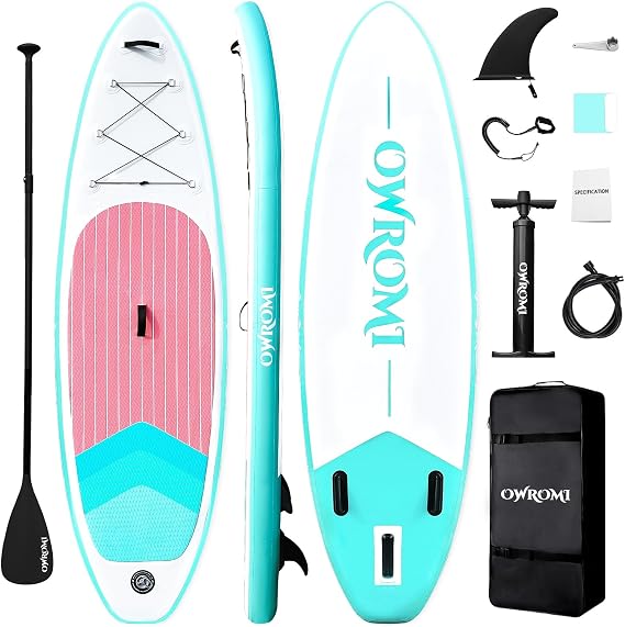 Inflatable Stand Up Paddle Boards with Premium SUP Paddle Board Accessories, Anti-Slip EVA Deck for Youth & Adult