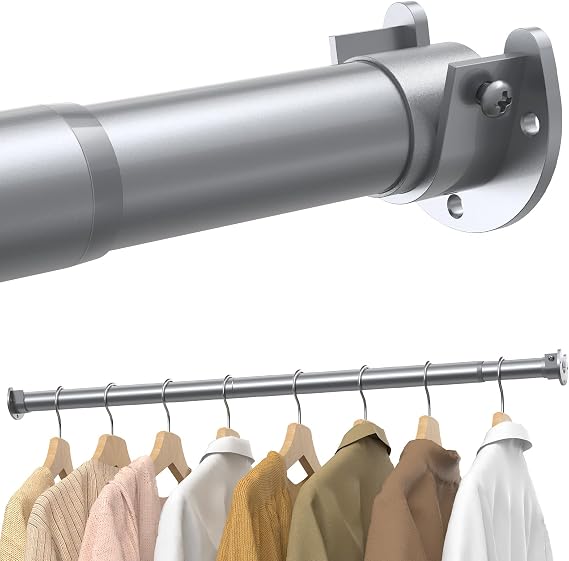 Supforce Closet Rod, Closet Rods for Hanging Clothes, 17-84in, Silver
