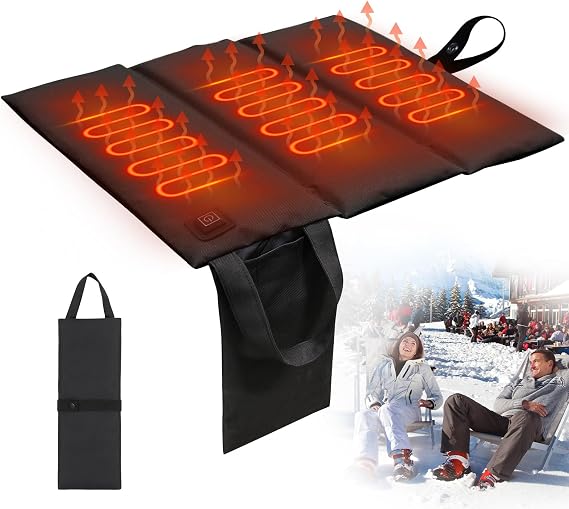 Heated Stadium Seat for Bleachers, Portable 3 Gear Heating, Heated Cushion Bleacher Cushion 113F for Outdoor Camping Hiking (NO Power Bank)