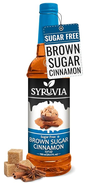Syruvia Sugar Free Coffee Syrup, Brown Sugar Cinnamon Flavored Syrup for Drinks, Lattes, and Desserts 25.4 fl oz