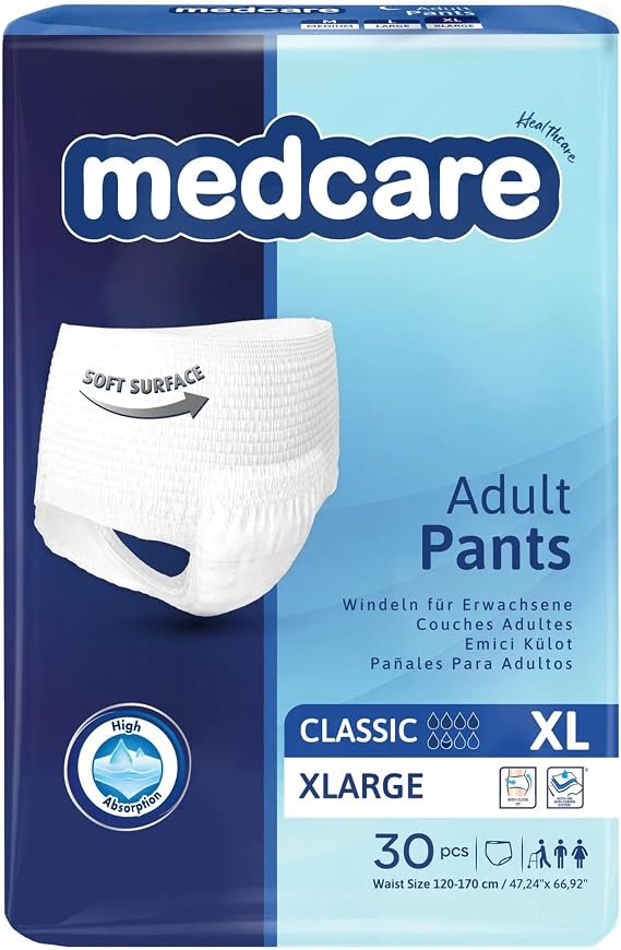Medcare Classic Absorbent Panties Adult Diapers 5.5 Drops XLarge XL Size 30 Pack