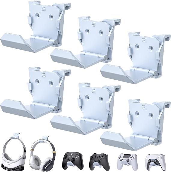 PS5/PS4/Xbox/Switch Controller Mount - Adhesive Holder & Headset Stand for PS5 Console, Universal Accessories Hook