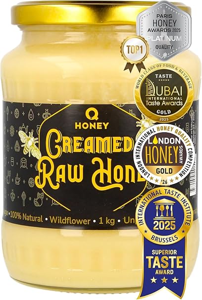Q Honey Creamy Raw Wild Blossom Honey from Lithuania 1 kg