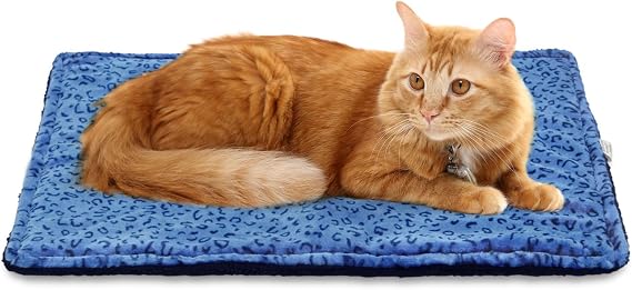 Self Warming Cat Bed, Super Soft Heating Pad, Thermal Dog Warming Mat (Blue, 21.5 x 16 Inch -2 Pack)