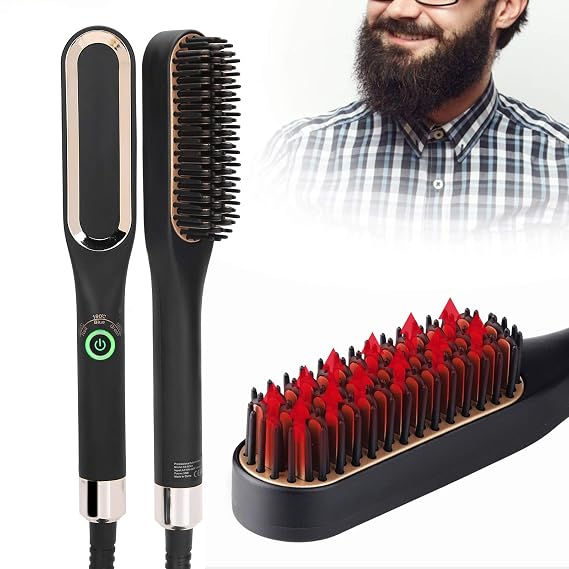 Electric Comb Beard Brush Straightener Heated for Men Hair straightening vovo