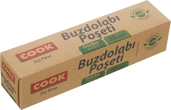 Cook Doğada Çözünür Buzdolabı Poşeti, Orta Boy, 24 x 38 cm, 30 Yaprak