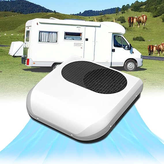 12V RV Air Conditioner, 12000BTU 12 Volt Rooftop AC Unit APU Campervan Air Conditioner, Fast Cooling 12 Volt Rooftop AC for Van, Golf Carts, Excavators, Caravan, Buses