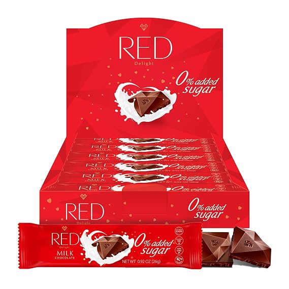 RED DelightTM Milk Chocolate 12 Count Box of Grab N Go Travel Size Bars (0.92 Ounces Each) (1 Box - Total of 12 Bars)