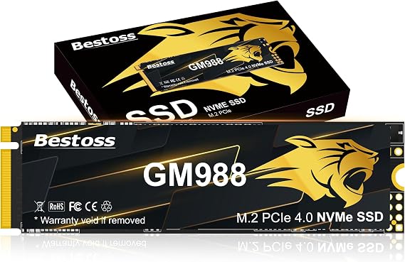 Bestoss M.2 2280 NVMe SSD 2TB PCIe 4.0, Up to 7350MB/s, SLC Cache & HMB