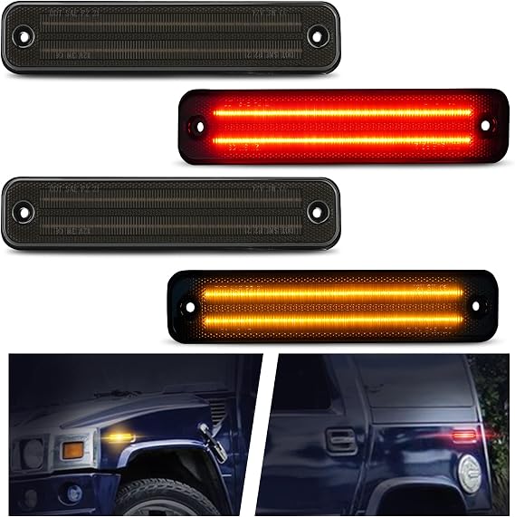 D-Lumina Smoked Lens 2-Row Full LED Side Marker for 2003-2009 Hummer H2