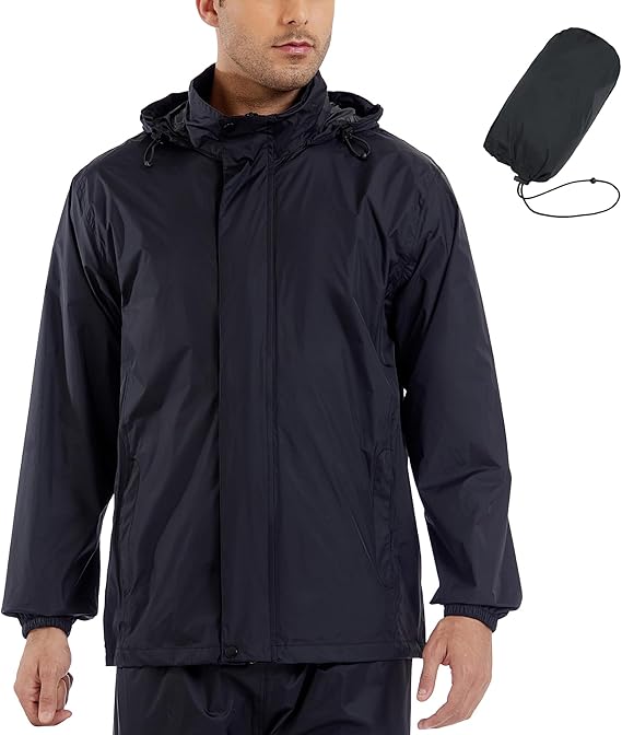 GIISAM Mens Rain Jacket with Hood Lightweight Rain Coats Waterproof Raincoat Packable Windbreaker for Hiking Cycling