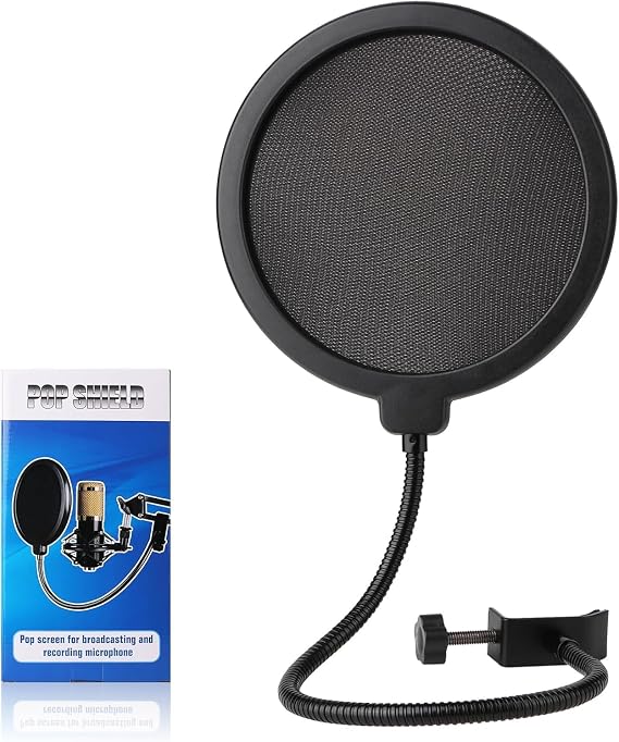 Professioneller Mikrofon-Pop-Filter-Schutz Mikrofon-Windschutz-Schild mit Blue Yeti und jedem anderen Mikrofon kompatibel doppellagiger Wind-Pop-Schutz mit flexiblem 360