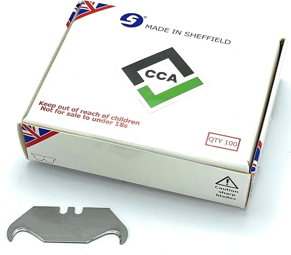 CCA Hooked trimming knife blades x 100 roofing and flooring