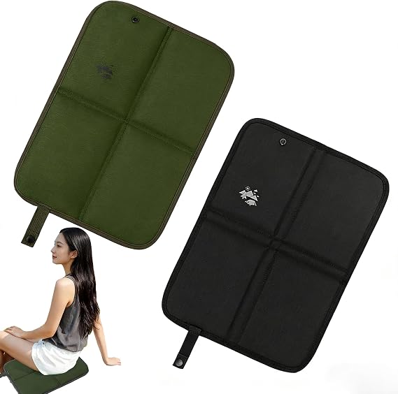 2 Pack Waterproof Foldable Seat Mat, Outdoor Camping Foam Sit Mat with Oxford Cloth, Insulated & Moisture-Proof Portable Travel Cushion for Hiking Picnic Beach Park, Army Green/Black