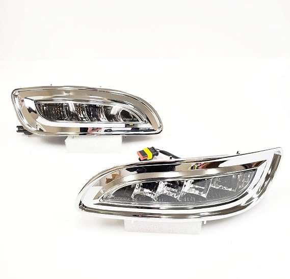 LEDIN Built-in Amber-White LED Fog Lights Compatible for 2004-2009 Lexus RX330 RX350 OE Style Clear Lens with Chrome Bezels, Wires