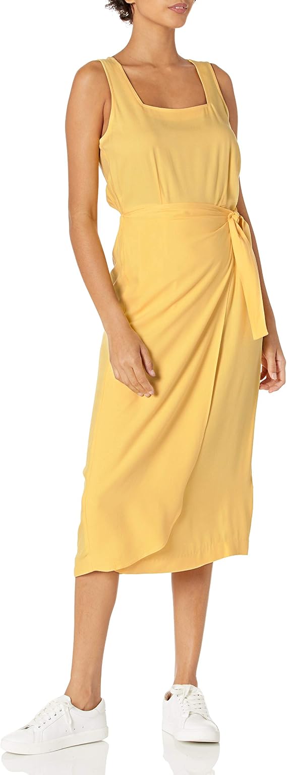 Goodthreads Women's Faux Wrap Fluid Twill Dress
