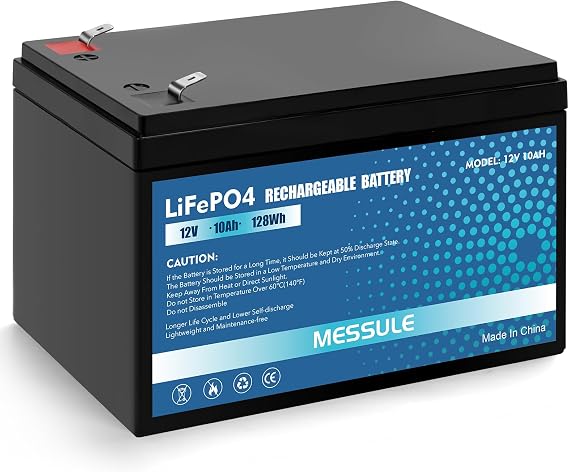 12V 10Ah/20hr LiFePO4 Lithium Battery, 2000+ Cycles Built-in BMS