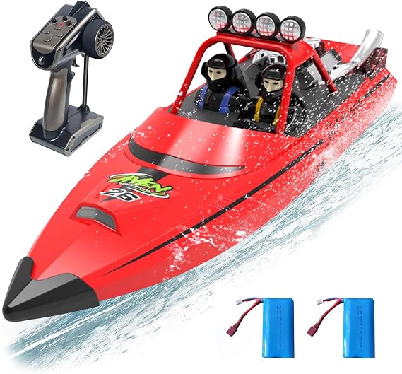 ARRIS Fast RC Jet Boat with Self-Righting Water Jet Pump RTR | 20MPH Speed, Two Batteries, Weedless Design, Shallow Water Ready, Waterproof Hull