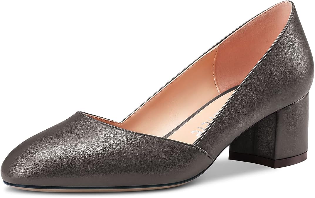 Castamere Women Chunky Block Low Heel Pumps Slip-on Classic Cute Dress 2.0 Inches Heels Close Round Toe Shoes