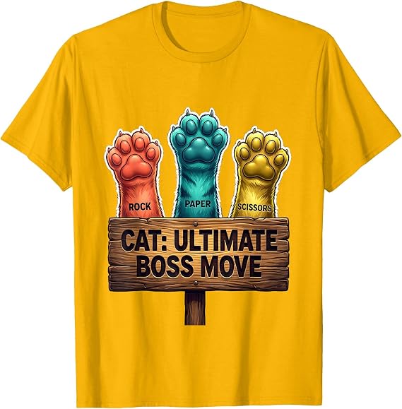 Cat Ultimate Boss Move Rock Paper Scissors Paws T-Shirt