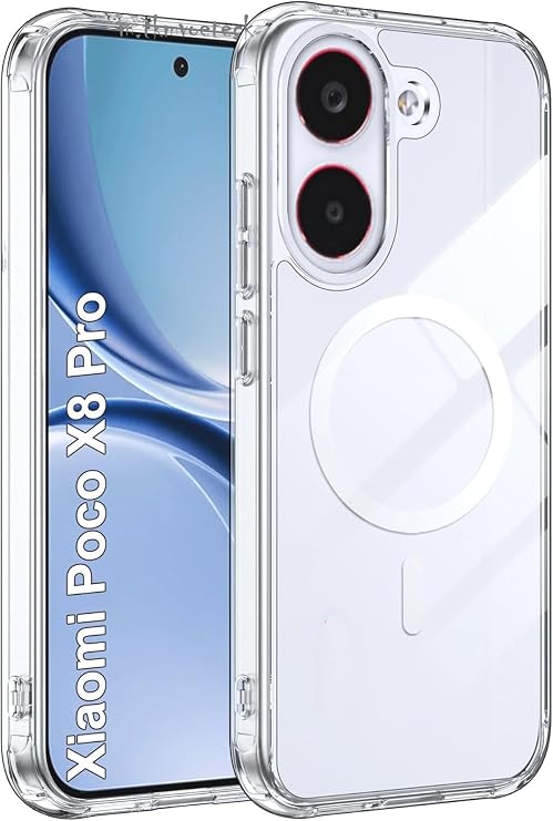 CONSTRAIN - Xiaomi Poco X8 Pro ile uyumlu Kılıf Kamera Korumalı MagSafe ile uyumlu Şarj Özellikli Şeffaf Sert Silikon London Kapak