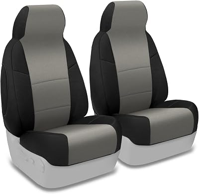 Coverking Custom Fit Front 5050 Bucket Seat Cover for Select Hummer H2 Models - Neoprene Medum Gray with Black Sides