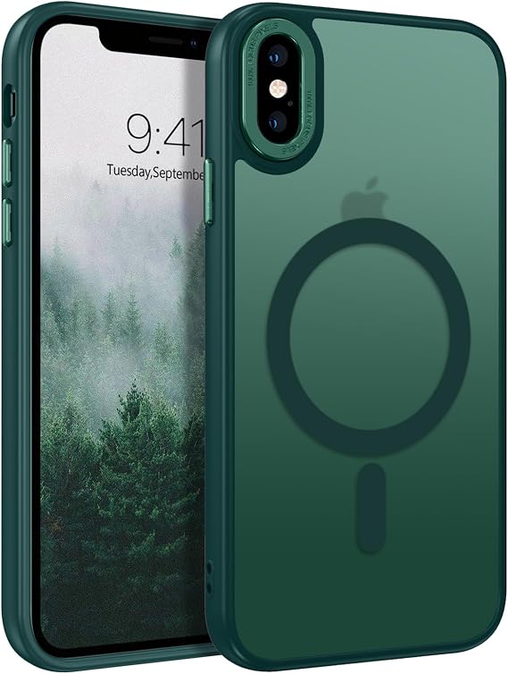 BENTOBEN for iPhone X Case/iPhone Xs Case [Compatible with Magsafe] Translucent Matte Magnetic iPhone X/Xs Phone Case Slim Thin Shockproof Women Men Protective Cover for iPhone X/Xs 5.8", Forest Green