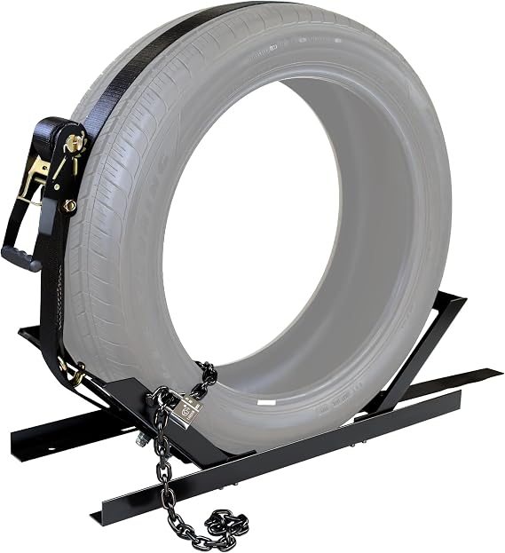 Semi Truck Spare Tire Rack for Class 8 Trucks, Adjustable Tire Carrier