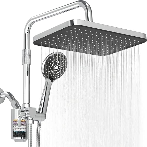 12 Inch Shower Head with Filters Rain Shower Head with Handheld Spray Combo