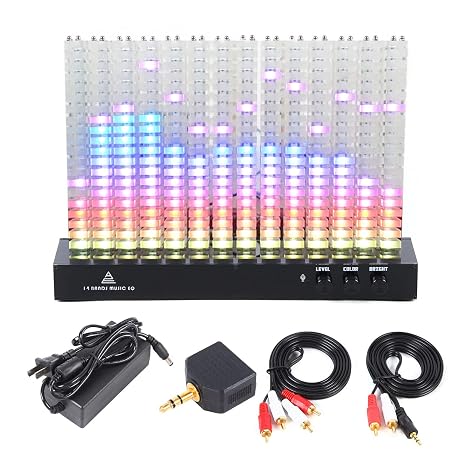 LED Spectrum Analyzer, Audio Music Spectrum Display Analyzer Transparent Sound Sensing Reduced Pressure Column Acrylic Indicator Light RGB Music Spectrum for Music Lover, Electronic Lover