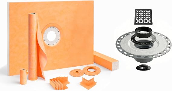 All-in-one Waterproof 2" ABS Center Shower Kit 36"x36" Oil-Rubbed Bronze