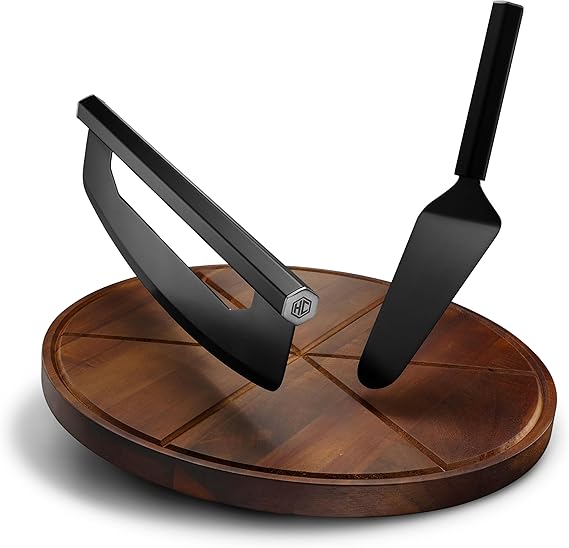 HexClad 3 Piece Pizza Steel Accessory Set | Acacia Wood, Great Gift